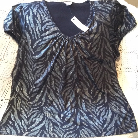 Black/Metallic Short Sleeve Top - Picture 1 of 3